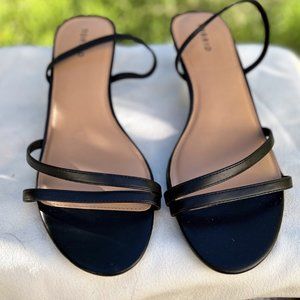Torrid Black 2 Band Slingback Kitten Heel Sandals, Size 13W